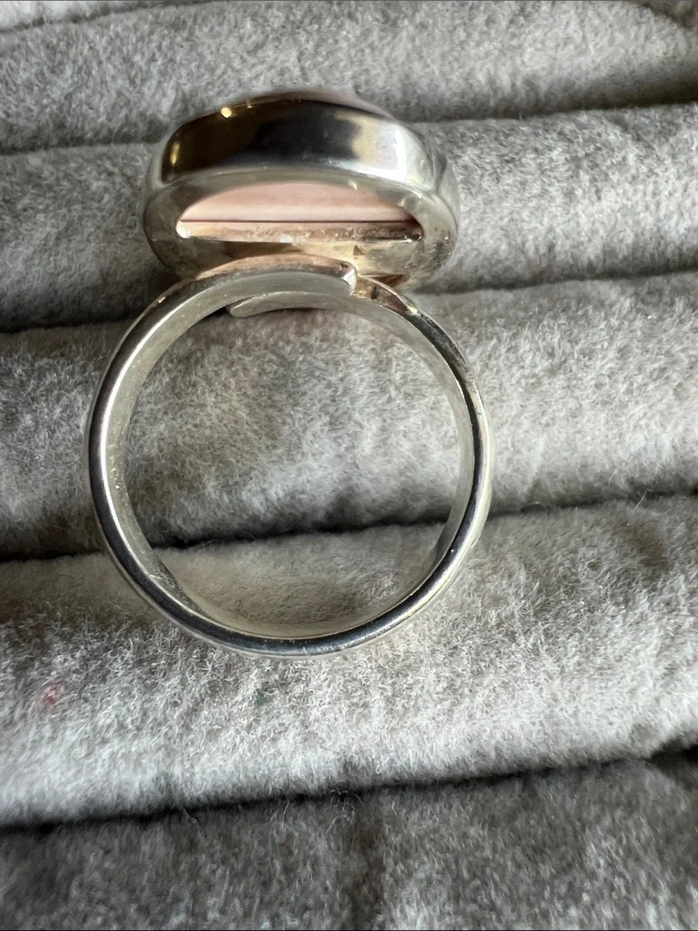 Australian Pink Mookite Oval Striped Stone Ring